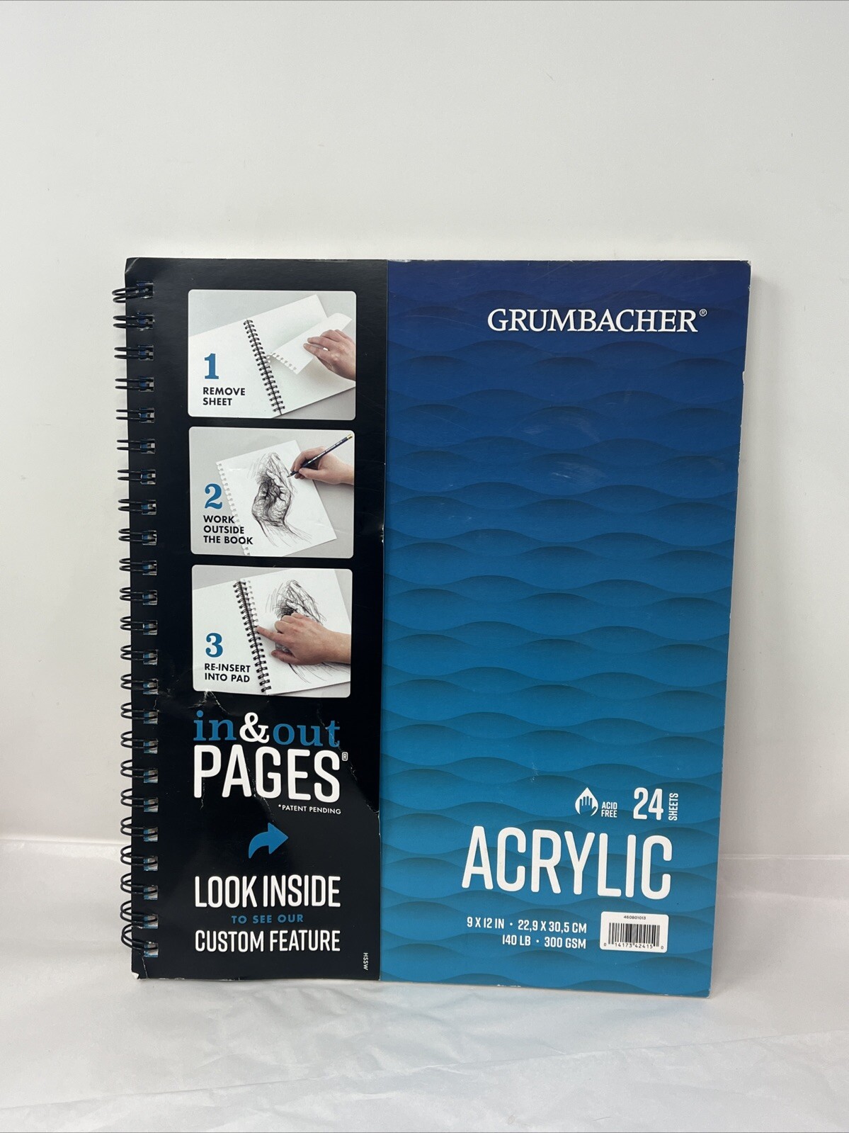Grumbacher Acrylic Paper Pad  In & Out Pages 9 x 12 with  140 lb 300 GSM 24 Pgs