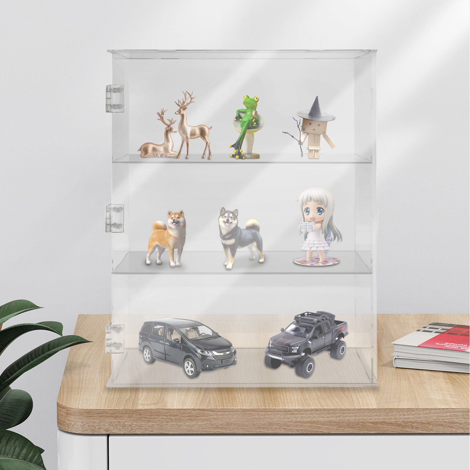 Acrylic Display Case Clear for 3Tier Dustproof Toy Showcase Holder Display Shelf