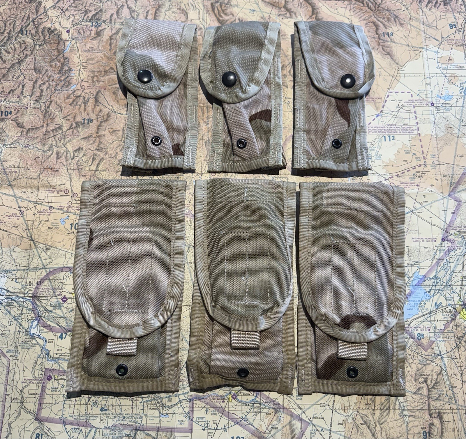 USGI DCU Desert Camo Molle 2 Double Magazine Pouches and Pistol Pouches 5.56 9mm