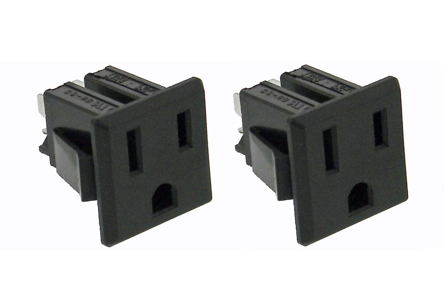 2 Pack AC Outlet, NEMA 5-15R, 3 Wire 15A, Snap-in 32041