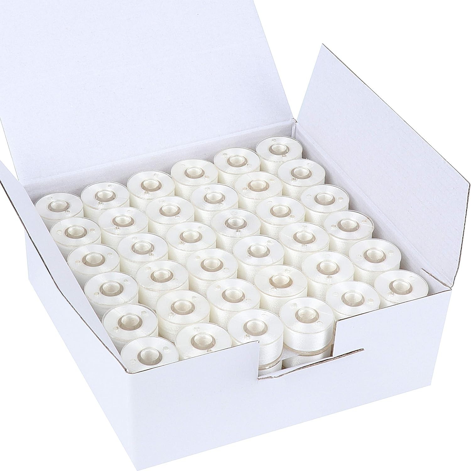 Versatile 144pcs White Prewound Bobbin Thread Set for Embroidery Machines