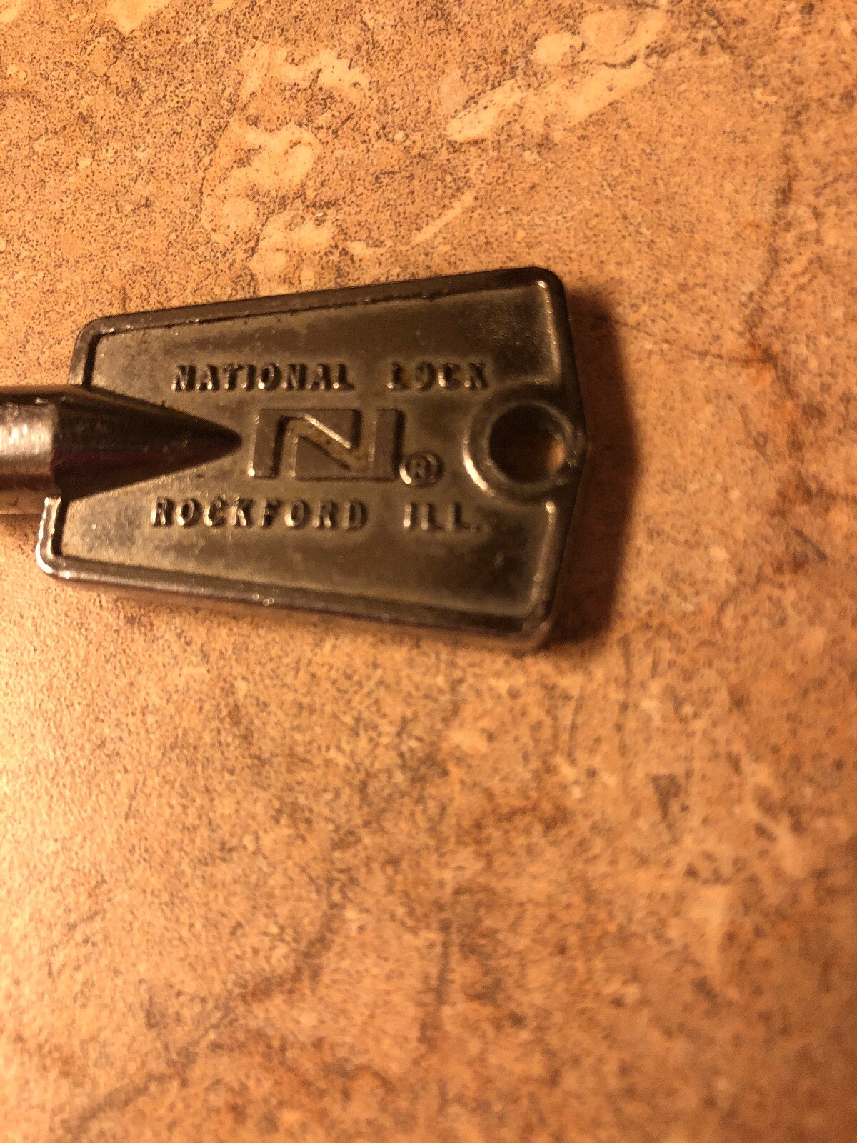 Vintage National Lock Freezer Key Silver Metal Rockford IL