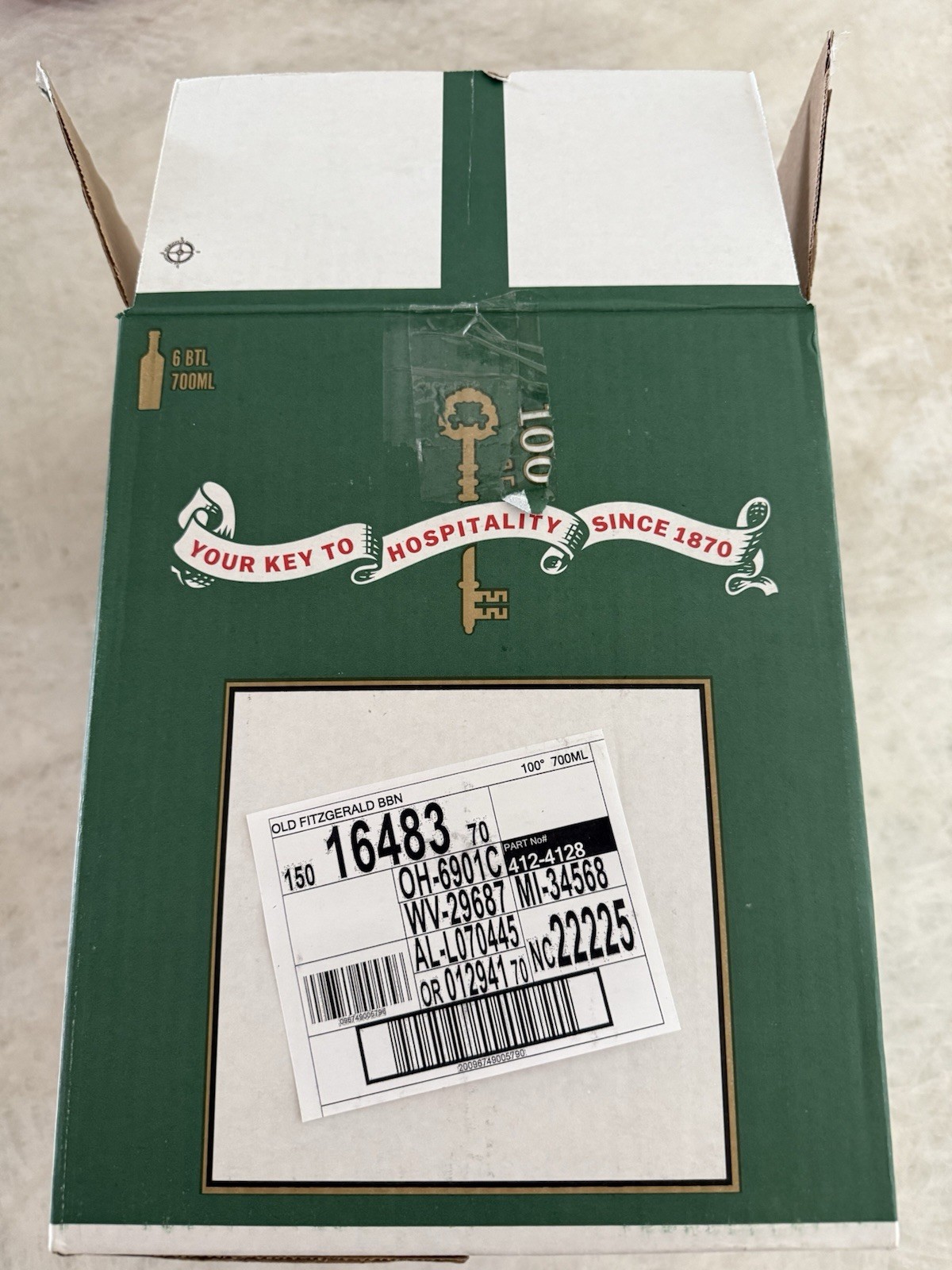 Old Fitzgerald Bottled In Bond Empty Box