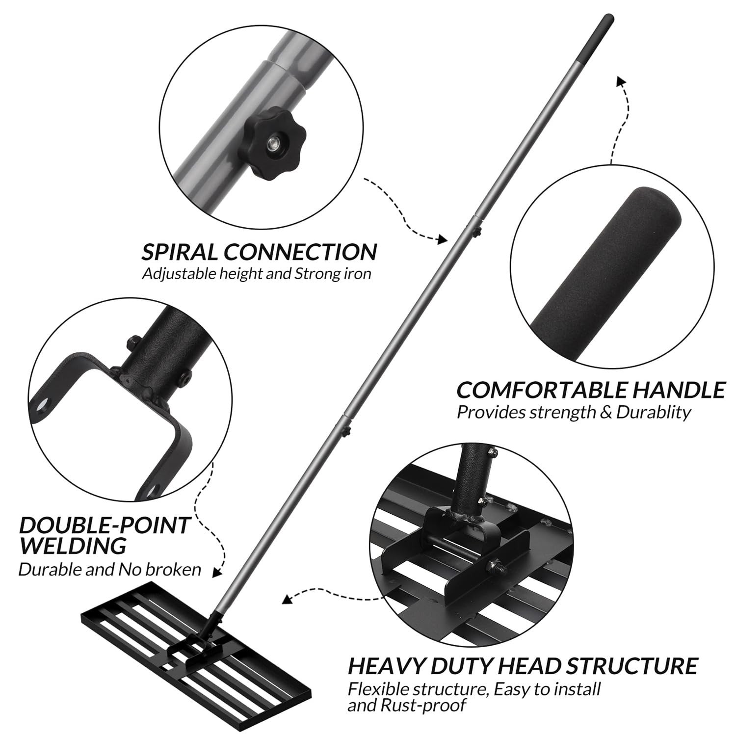 Walensee Lawn Leveling Rake, Levelawn Tool, Heavy Duty Effort Saving Lawn Lev...