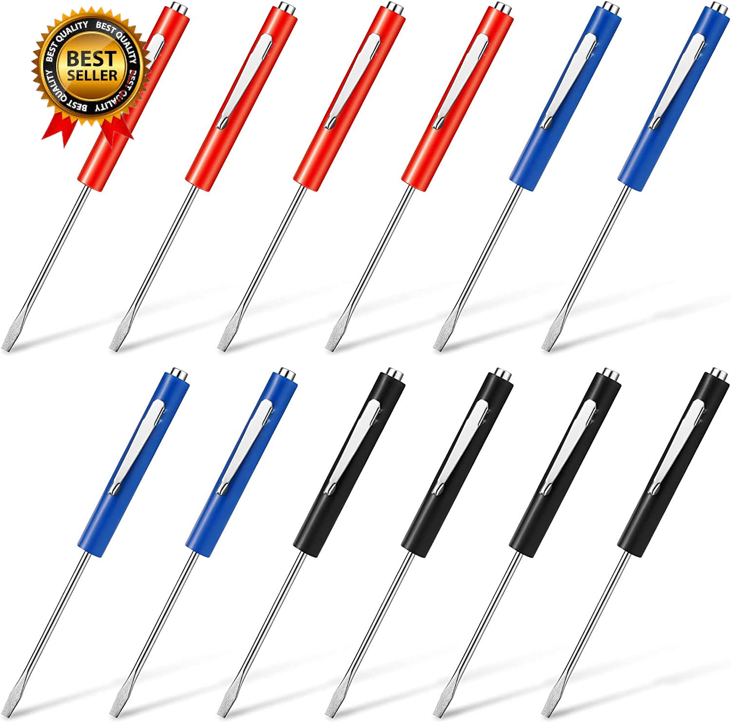 12 Pcs Pocket Screwdriver Magnetic Mini Tops and Pocket Clips with Single....