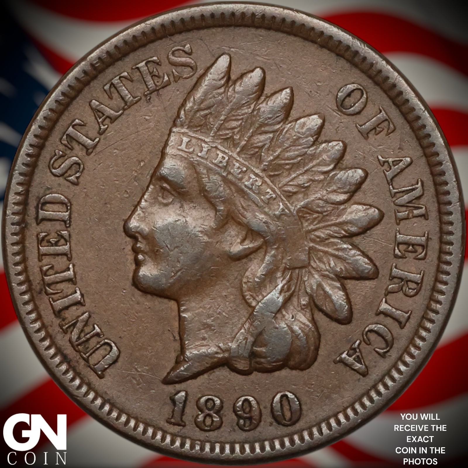 1890 Indian Head Cent Penny B0837