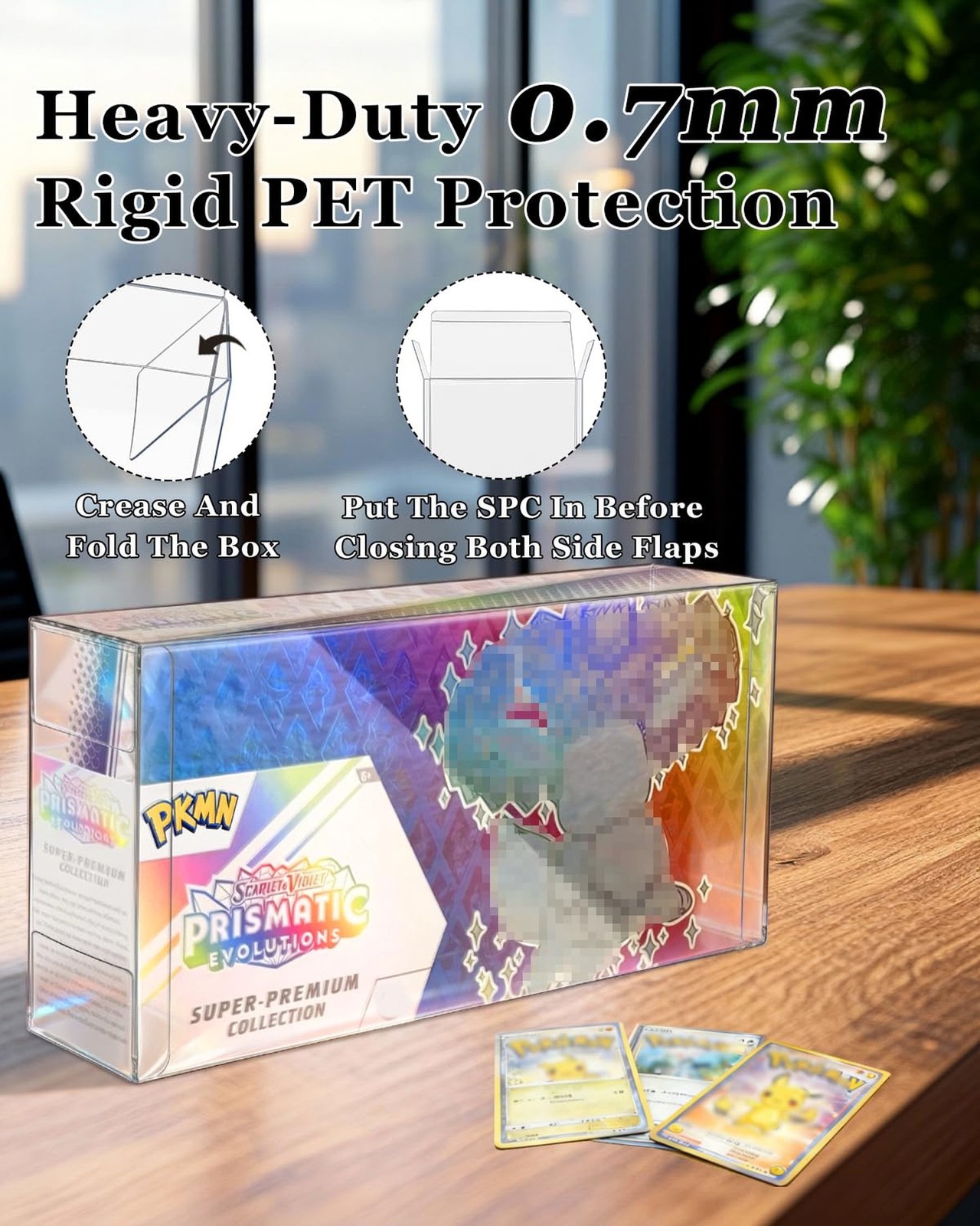 3 Pack Prismatic Evolutions SPC Plastic Protectors - 0.7mm Ultra Thick PET Cr...