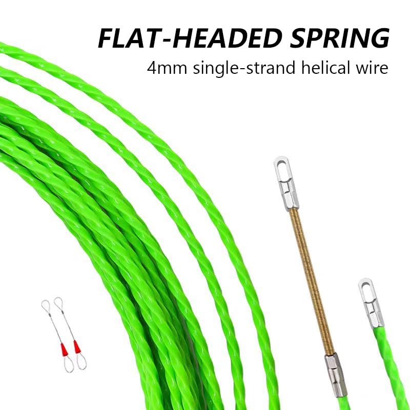 49 FT Fish Tape Wire Puller Through Wall Cable Threader Steel Rope 4mm