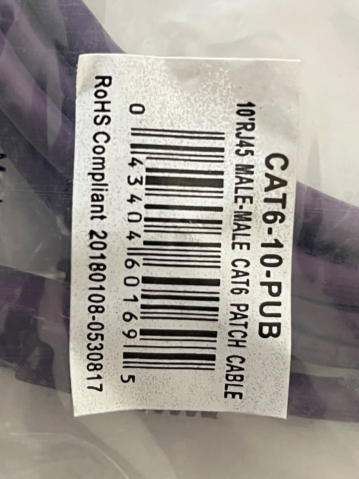 10 PACK - 10' FT CAT6 PURPLE PATCH CORD ETHERNET NETWORK CABLE.