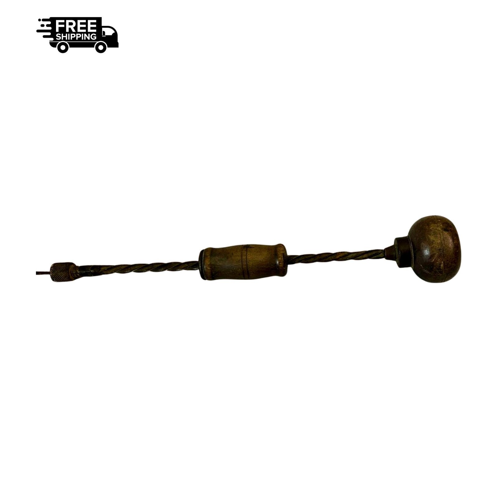 Vintage Archimedes Push Drill: Handmade Wood & Iron Carpenter's Tool