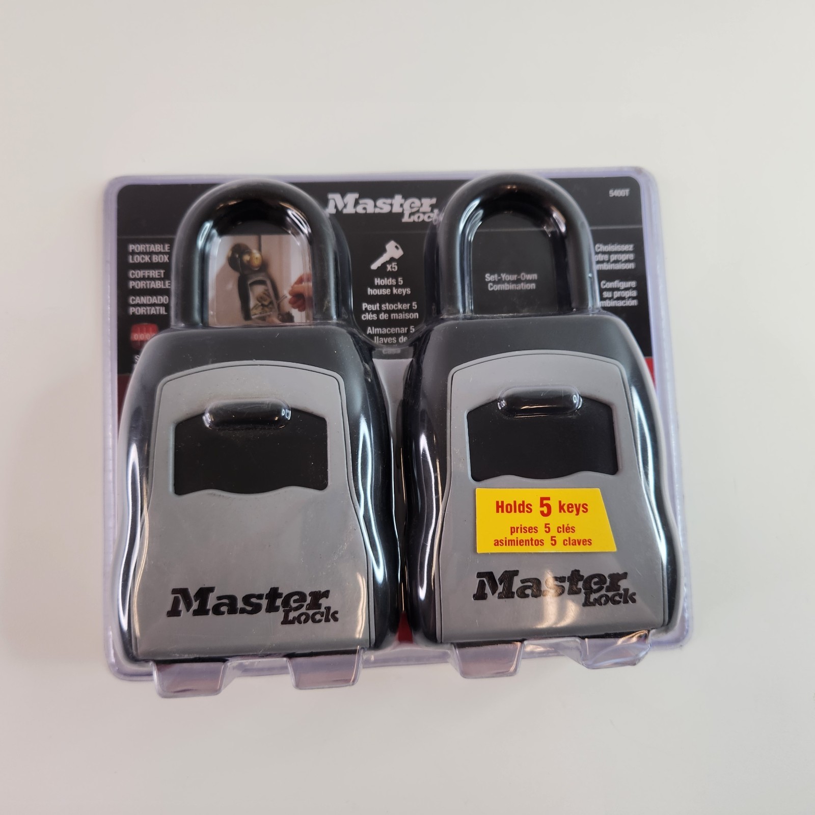 Master Lock 5400T Portable Lock Box 2-Pack Holds 5 Keys NEW