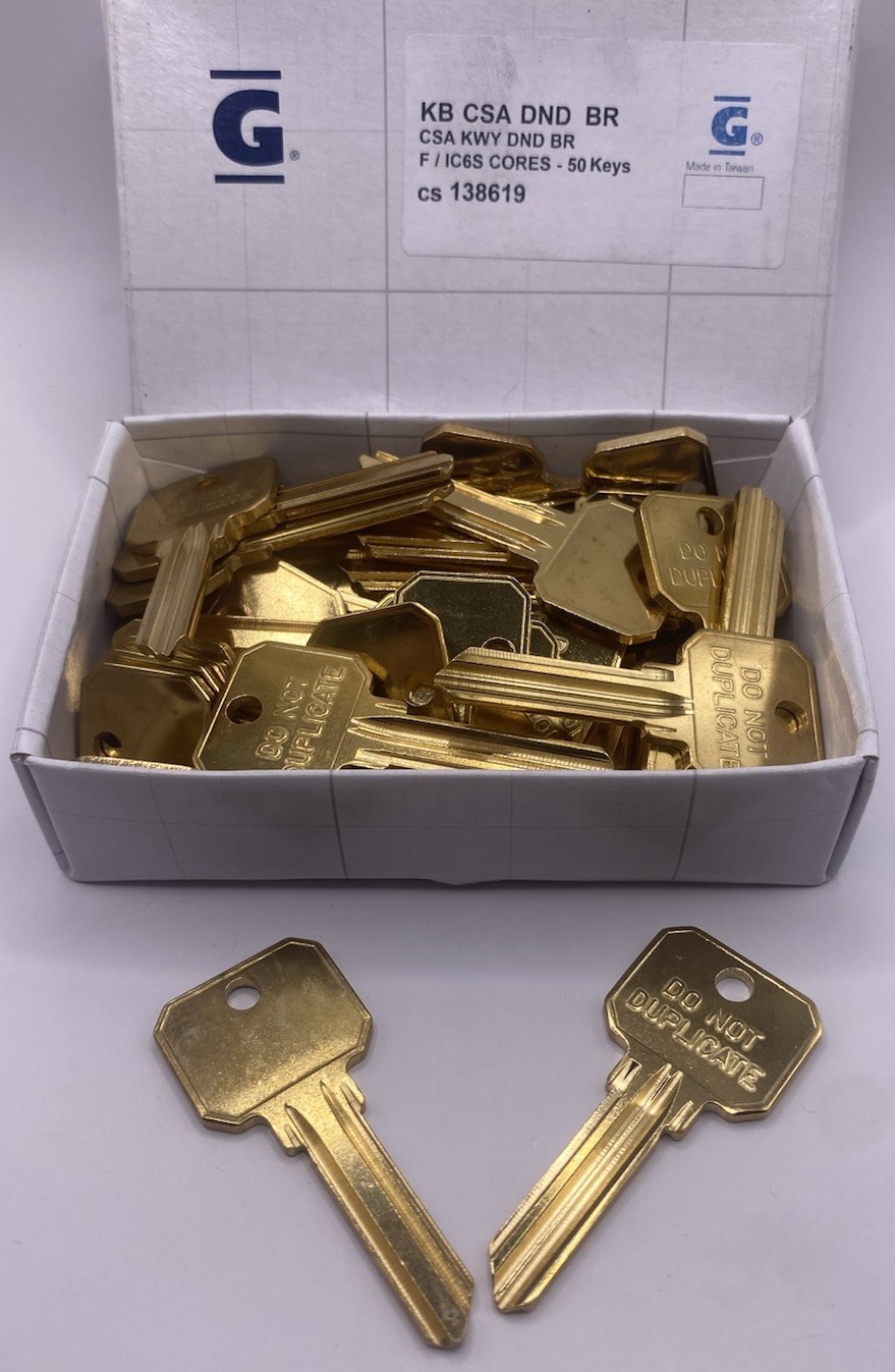 KB CSA DND Brass Key Blank Restricted Do Not Duplicate Key Blank New