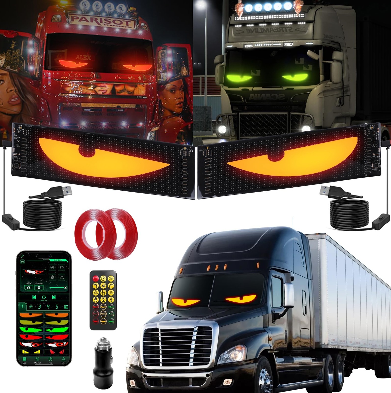 Sachie 2PC 5800 Lux High-Brightness Devil Eyes LED Light Strips for Cars/Truc...