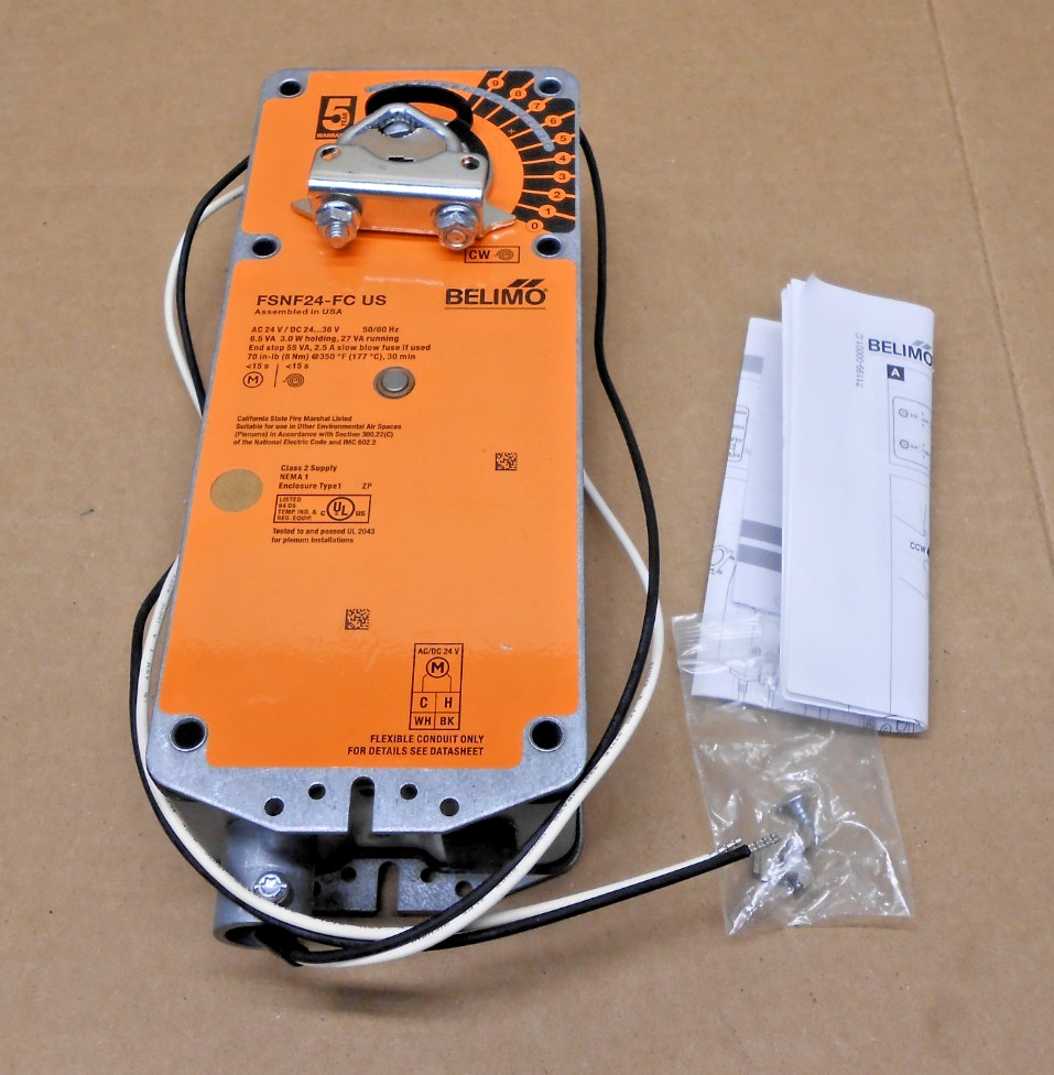 NEW BELIMO FSNF24-FC US FIRE & SMOKE ACTUATOR 70-IN LB SPRING RETURN 24V AC/DC