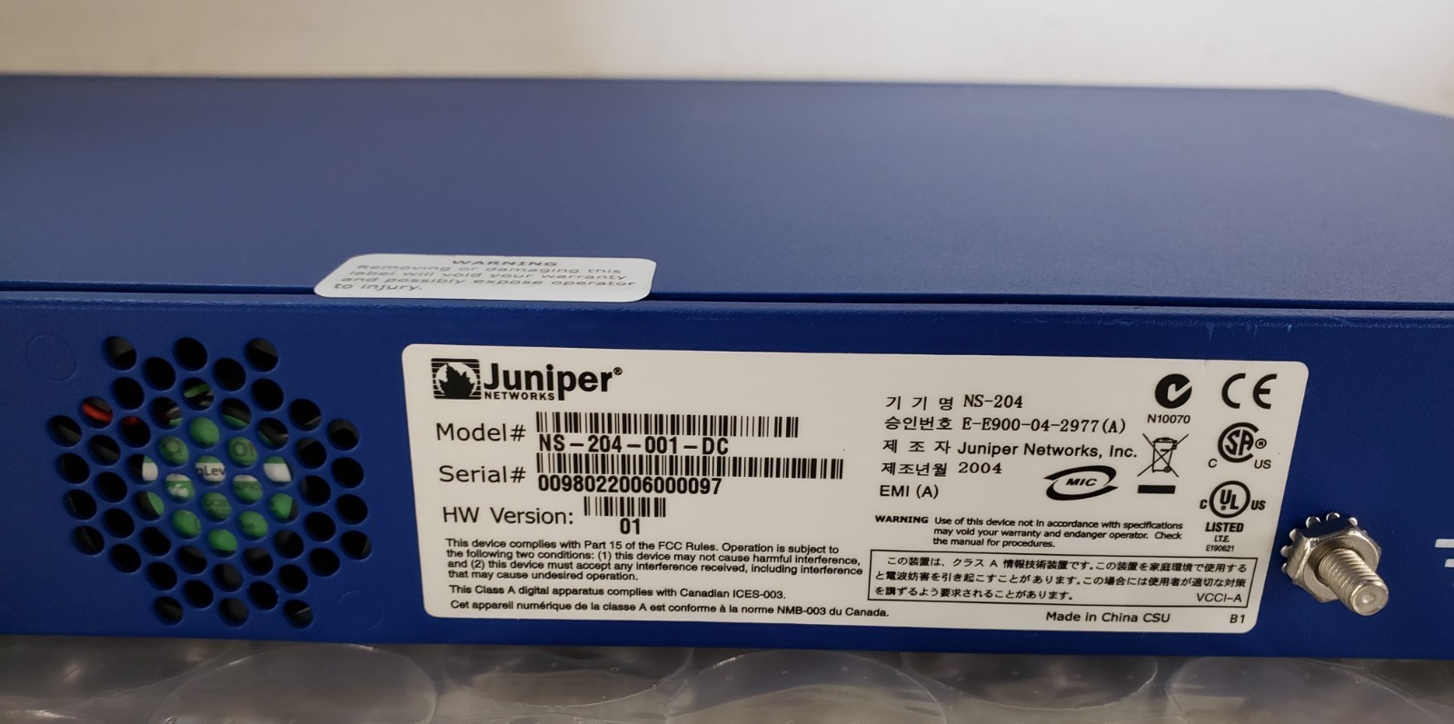 Juniper NetScreen-204 NS-204-001-DC Firewall Security Appliance w/ 2x Ears