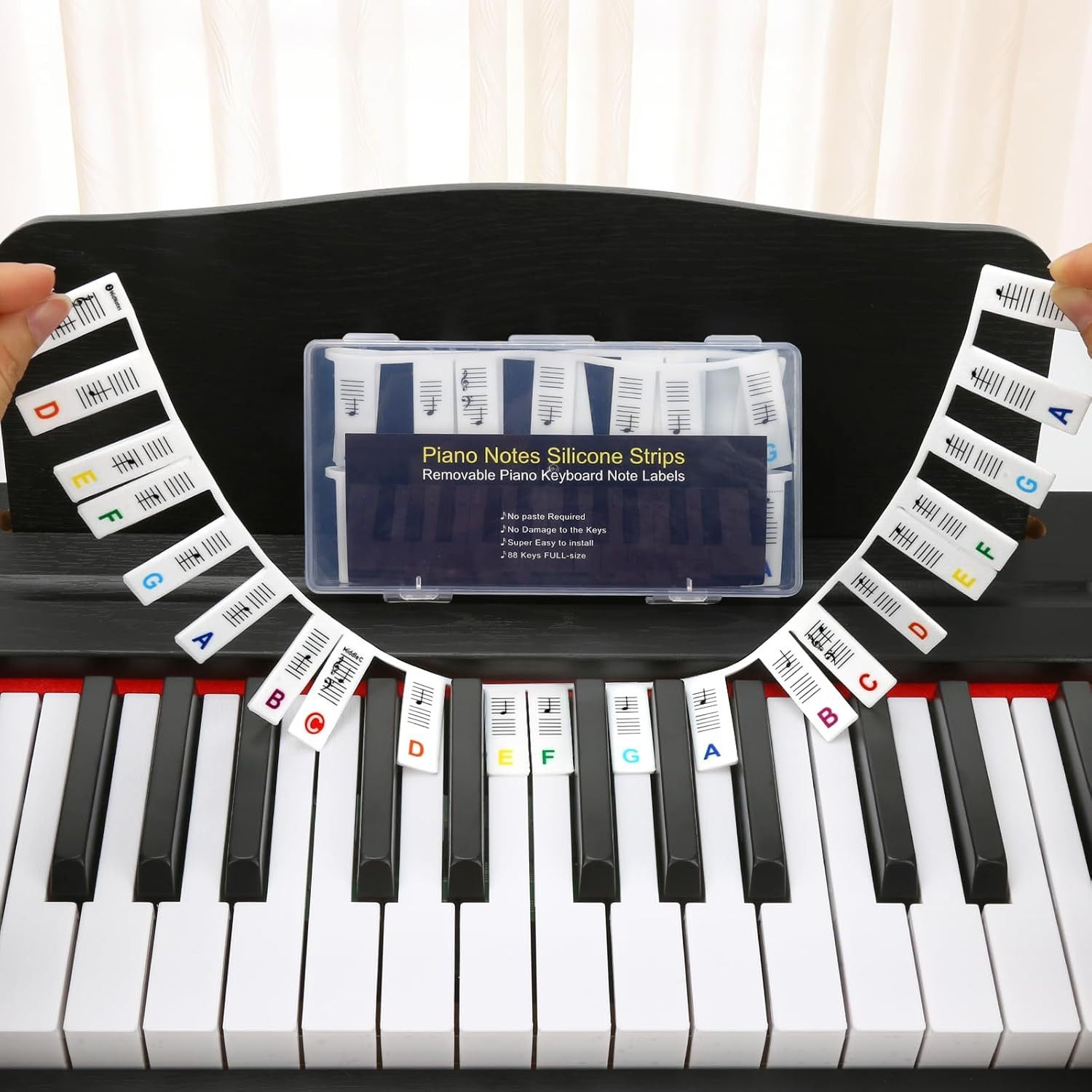 Premium Silicone Piano Keyboard Note Labels for Beginners, Removable & Reusable