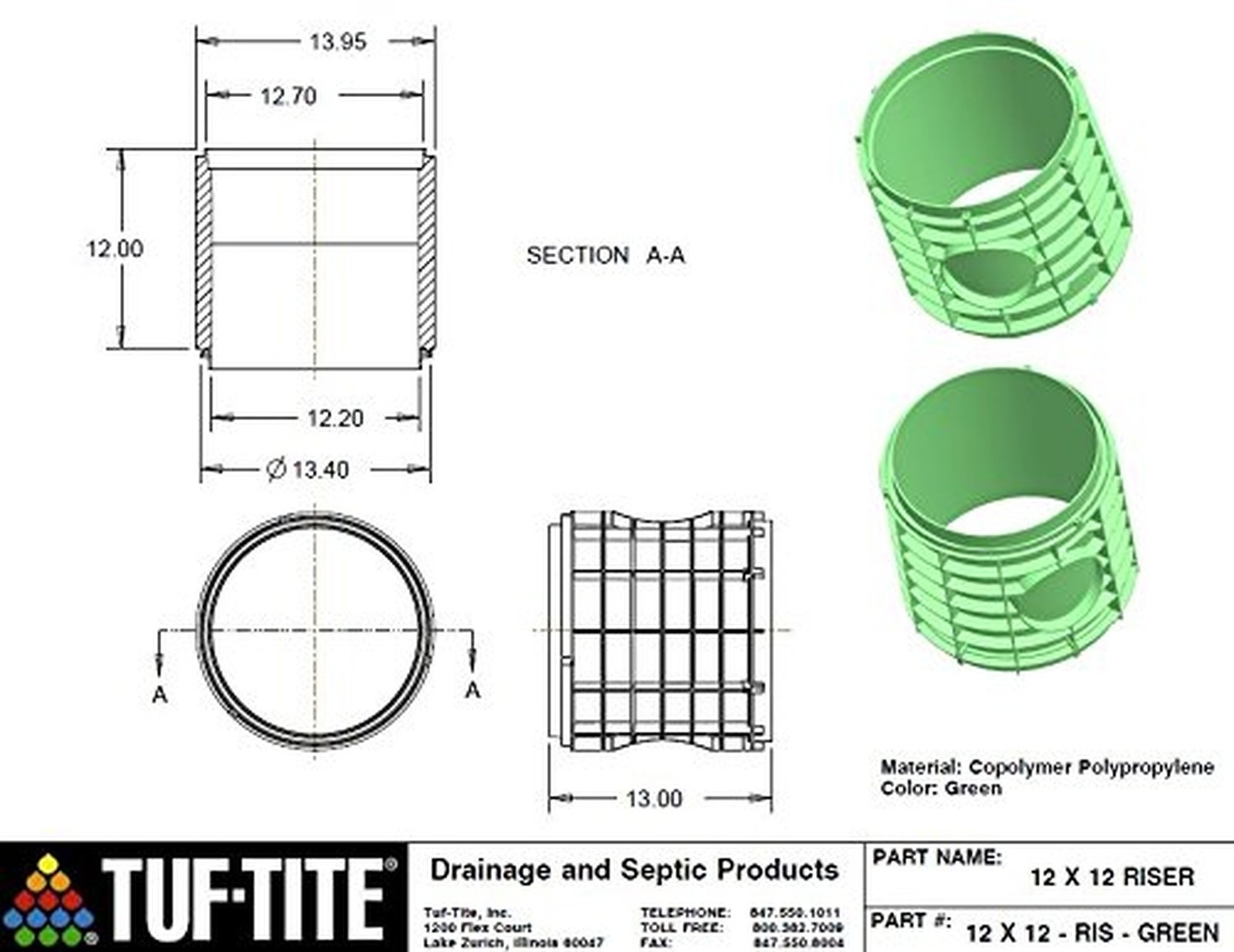 12X12 Tuf-Tite Septic Tank Riser