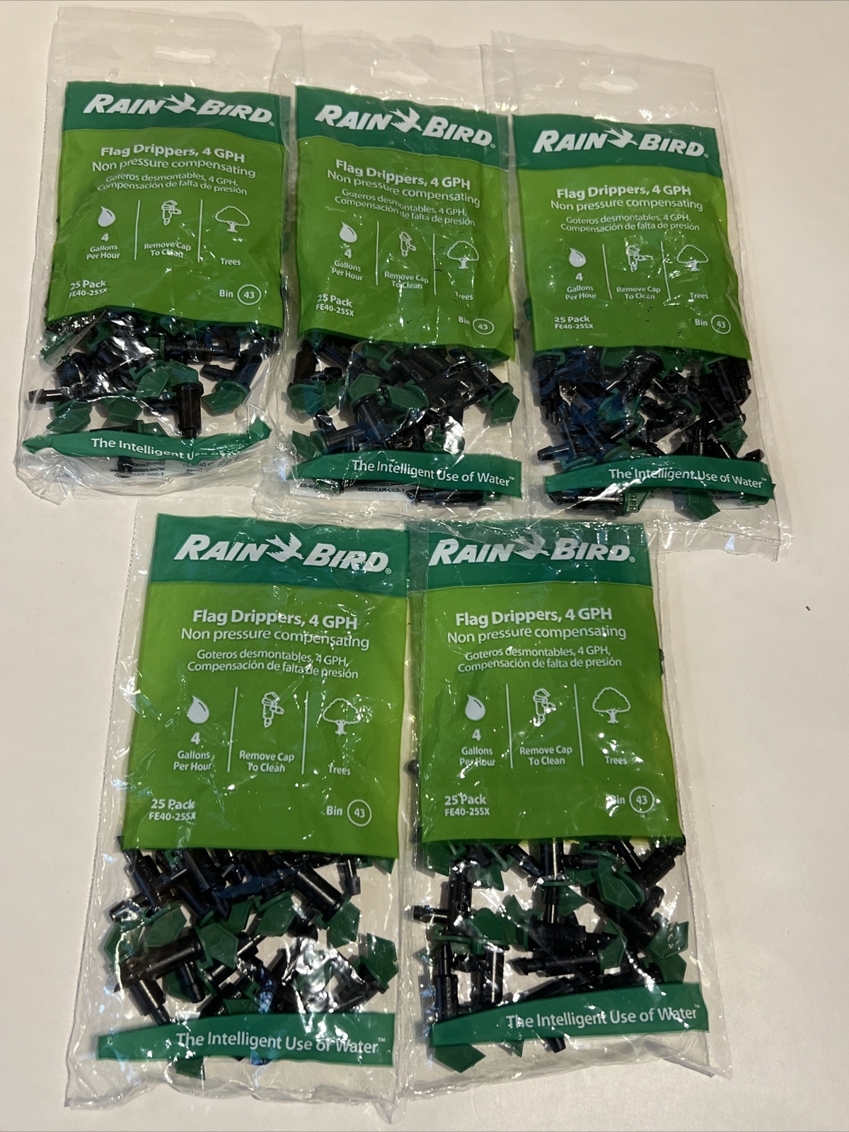 (125) Rain Bird 4 Gph Flag Droppers - 5 pack Of 25 Each, New & Free shipping