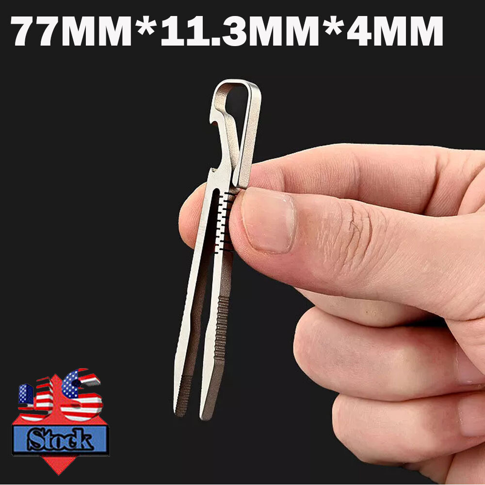 Mini Lightweight Titanium Alloy Keychain Tweezer Portable For EDC Outdoor Tool