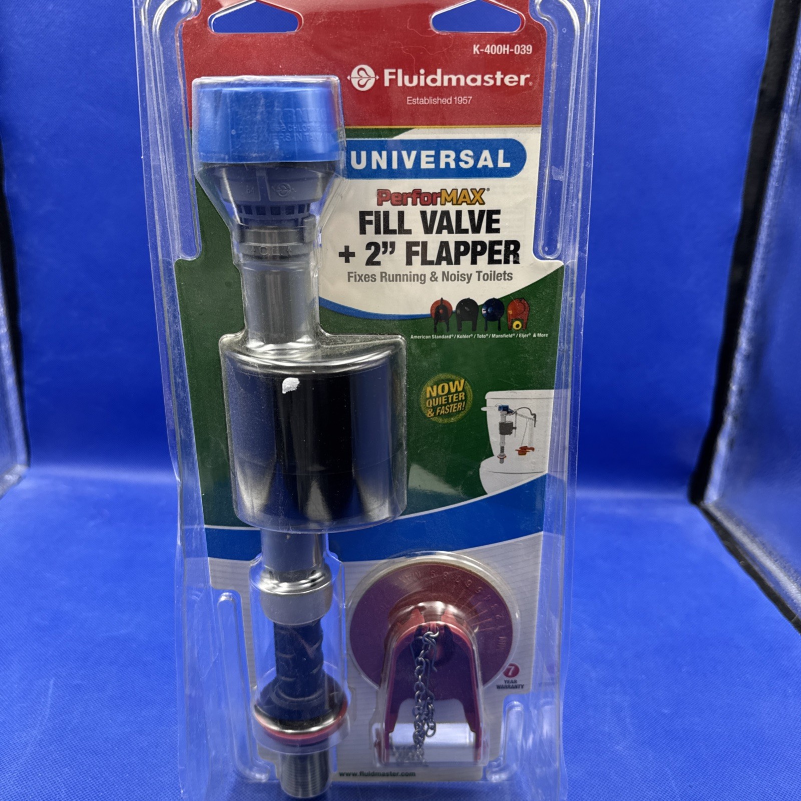 Fluidmaster PerforMAX Fill Valve & FlapperKit Kohler Toto American Standard