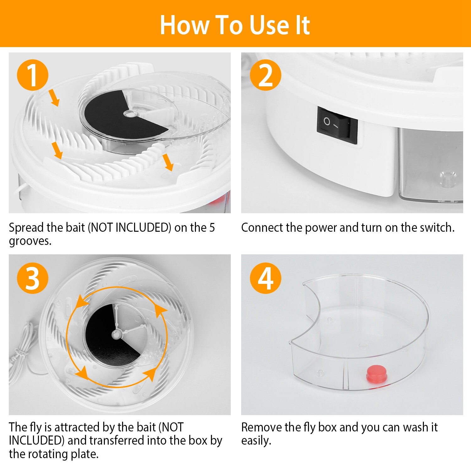 Electric Fly Trap USB Powered Automatic Flycatcher Rotating Fly