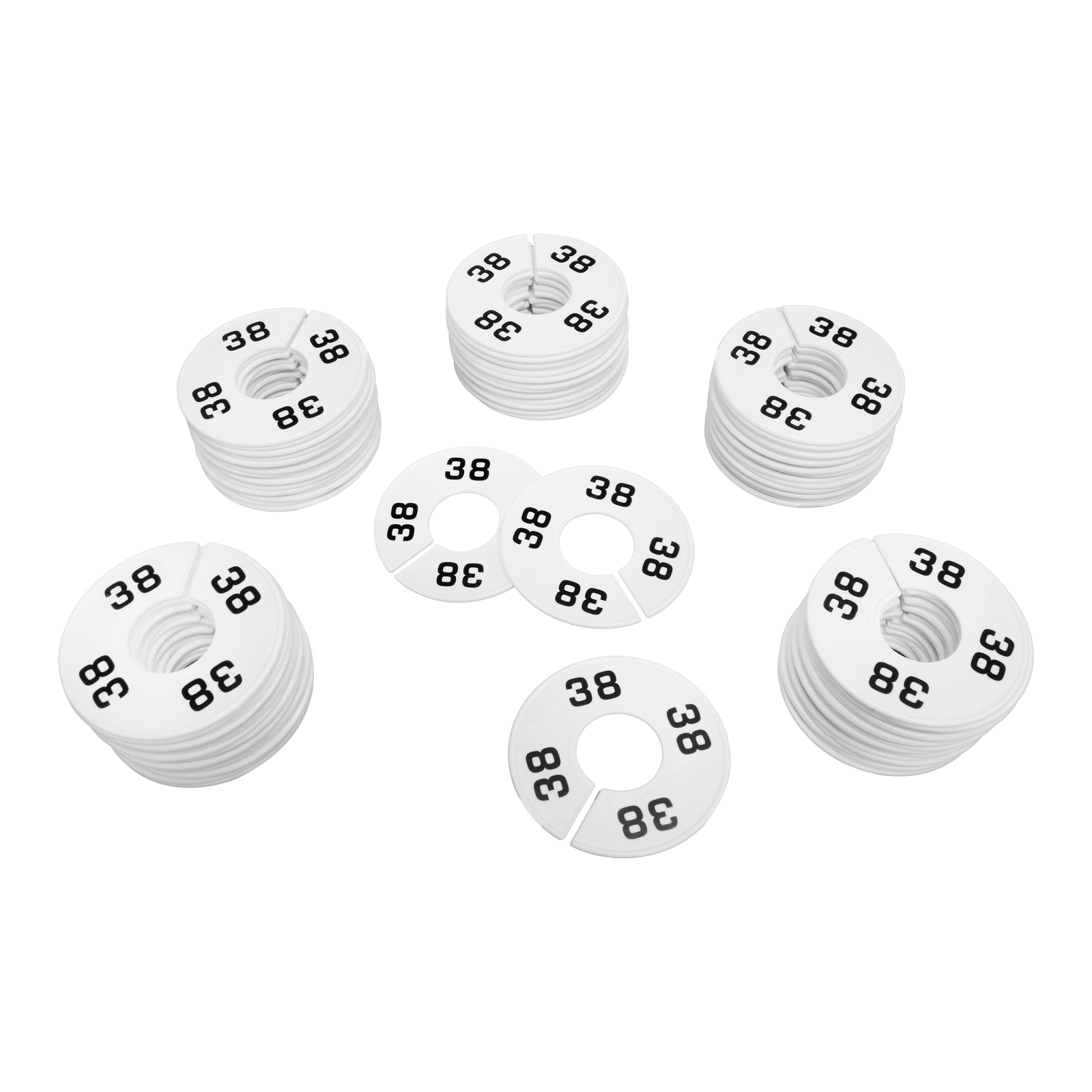 10 PC 3-1/2" Clothing Rack Size 38 Dividers Hangers White Plastic Round