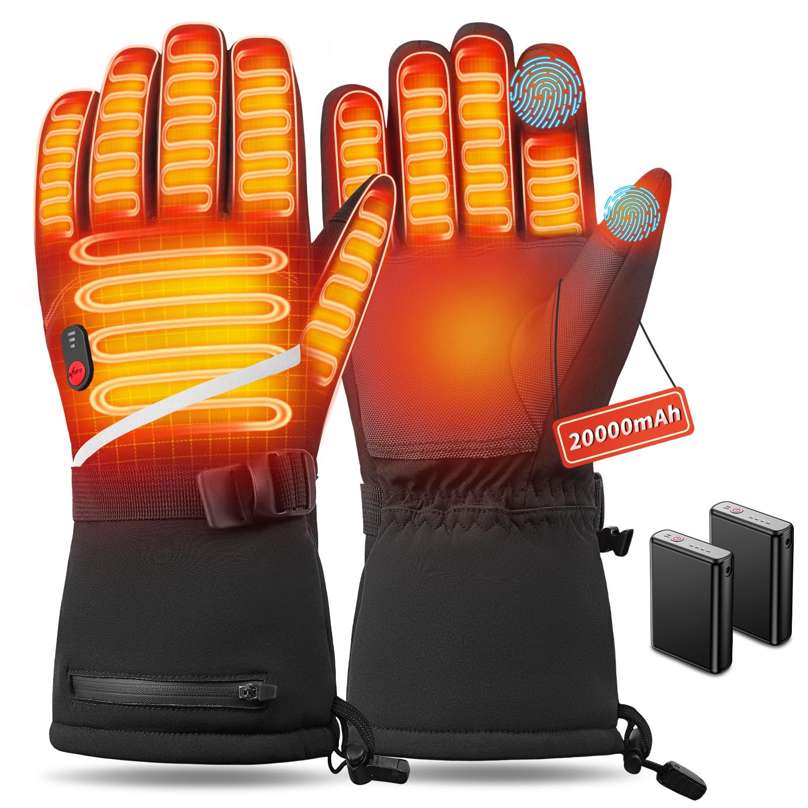 20000mAh Rechargeable Heated Gloves, Electric Heating Gloves for Men Women, 7...