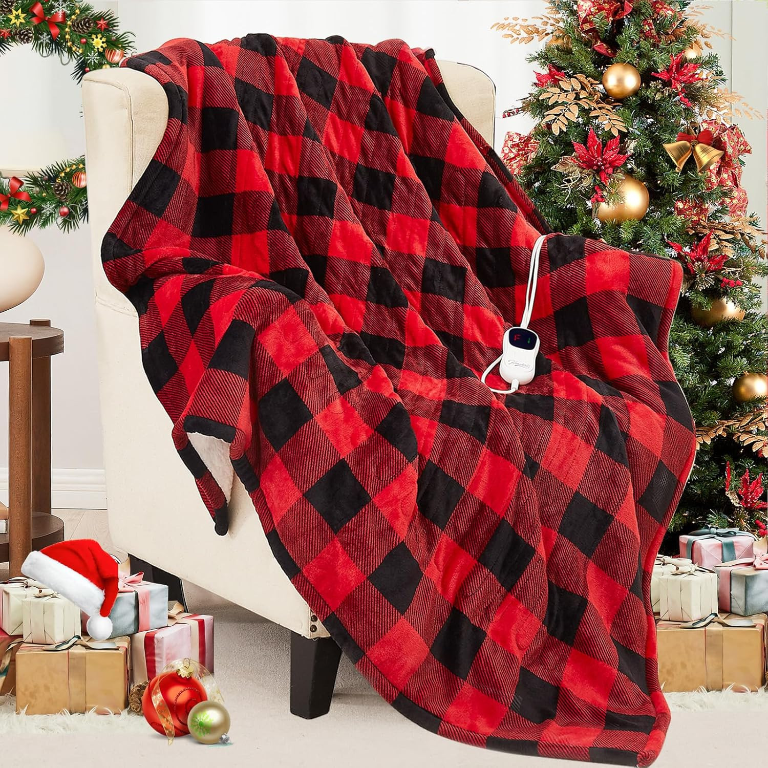 Heated Throw Electric Blanket 50"x60" Ultra Soft Flannel 10 Heat Levels