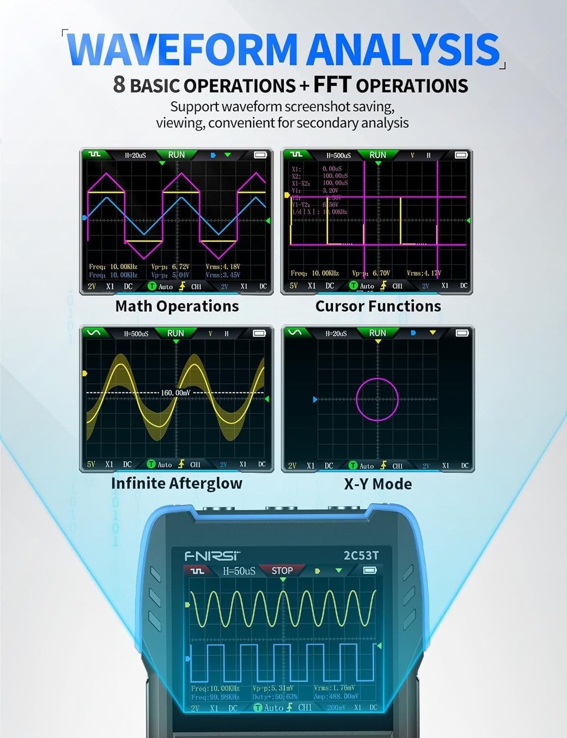 Compact 50MHz Oscilloscope Multimeter with Signal Generator