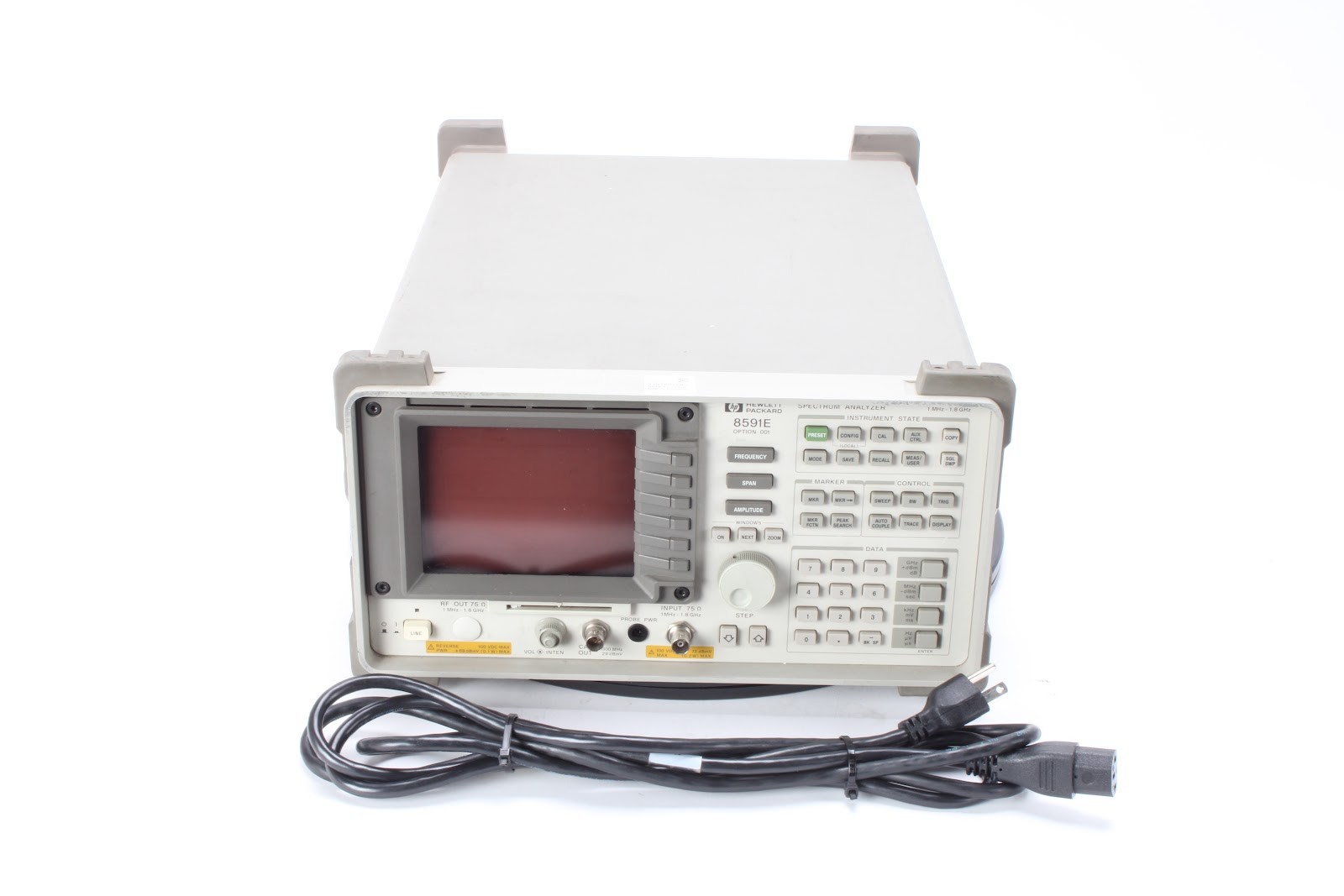 HP 8591E Spectrum Analyzer 75ohm 1MHz-1.8GHz W/ 004, 130, 021, 001, 050,140,8ZE