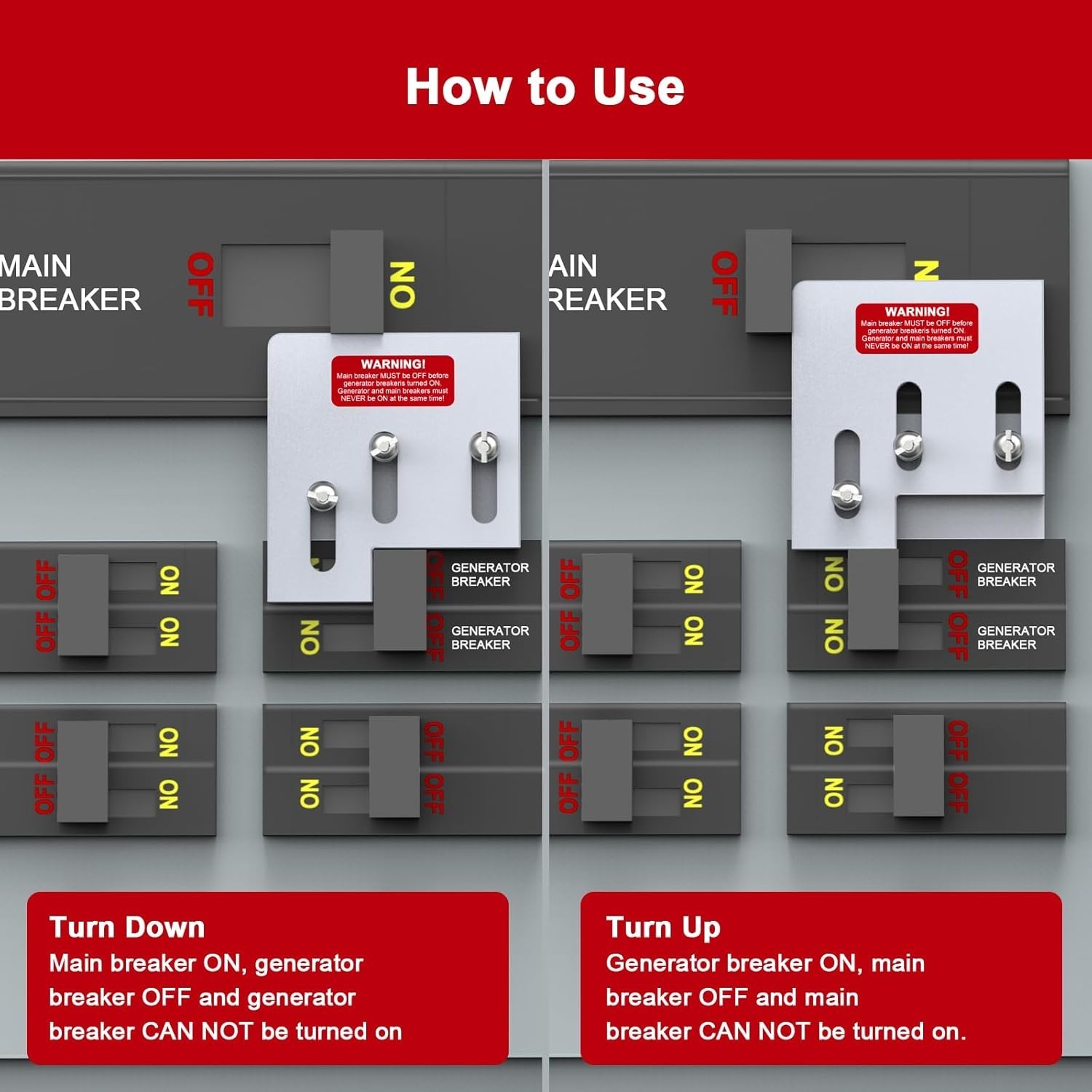 Generator Interlock Kit Compatible with Square D Vertical Main 150 or 200 amp...