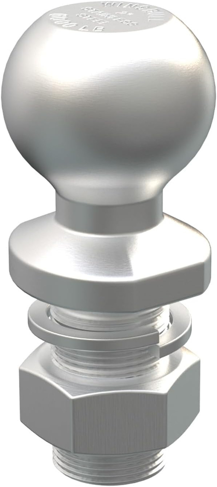 Stainless Steel 2 Inch Hitch Ball 10,000 LBS, 1-1/4"-12 UNF Thread 2-5/8" Shank
