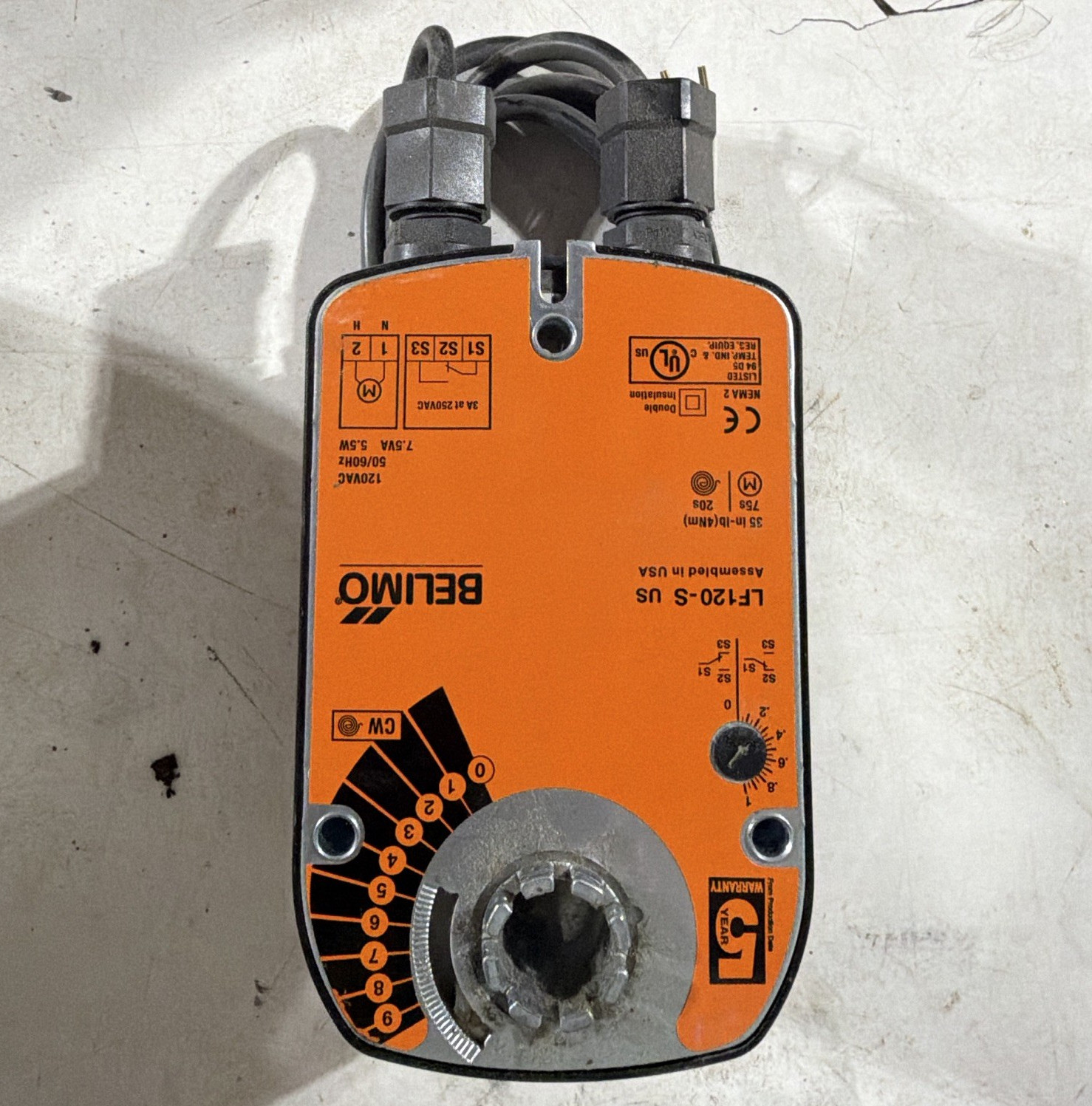 Belimo LF120-S US Spring Return Damper Actuator 120 VAC Corded Electric