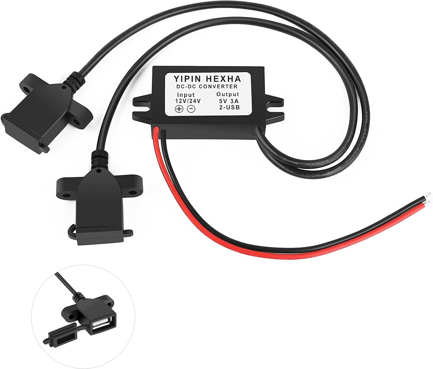 DC 12V 24V to 5V 3A Dual USB Buck Converter Step Down Module Adapter