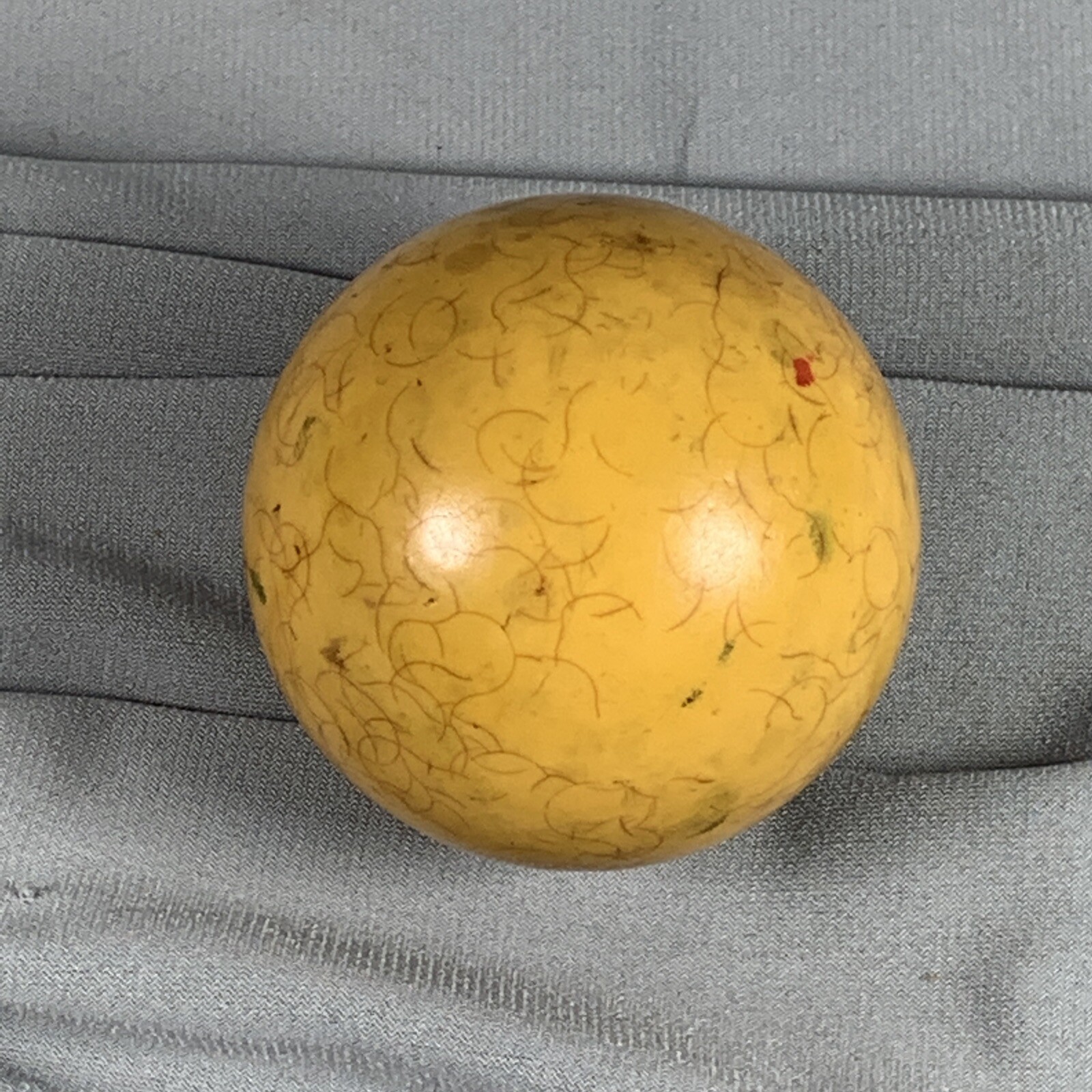Vtg Billiard Pool Ball Yellow Speckled