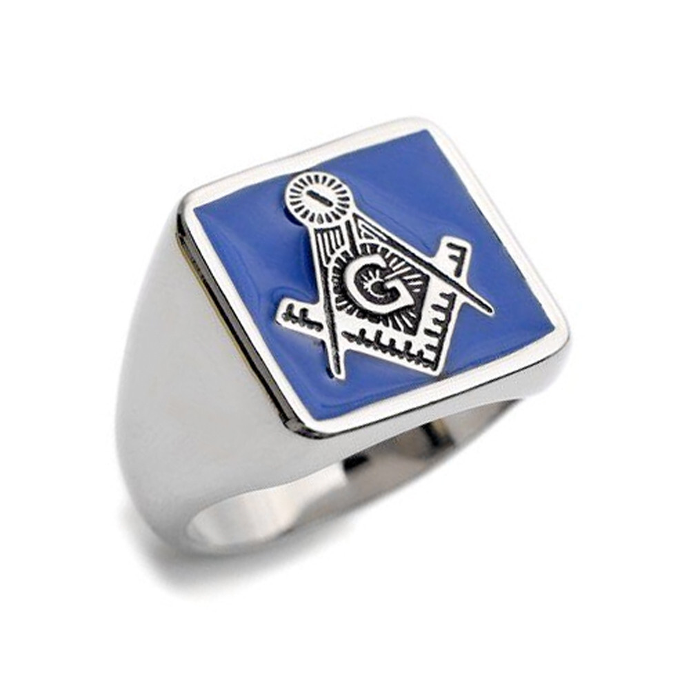Masonic rings ebay Blue Lodge - Freemasons Square and Compass Ring - Steel