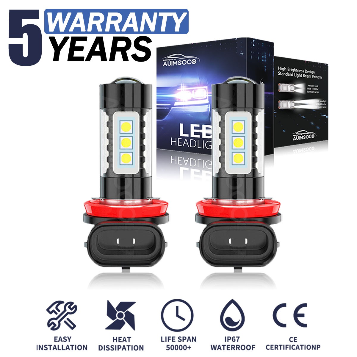 For 2004-2014 Acura TSX H11 LED Headlight Fog Light Bulb Conversion KIT