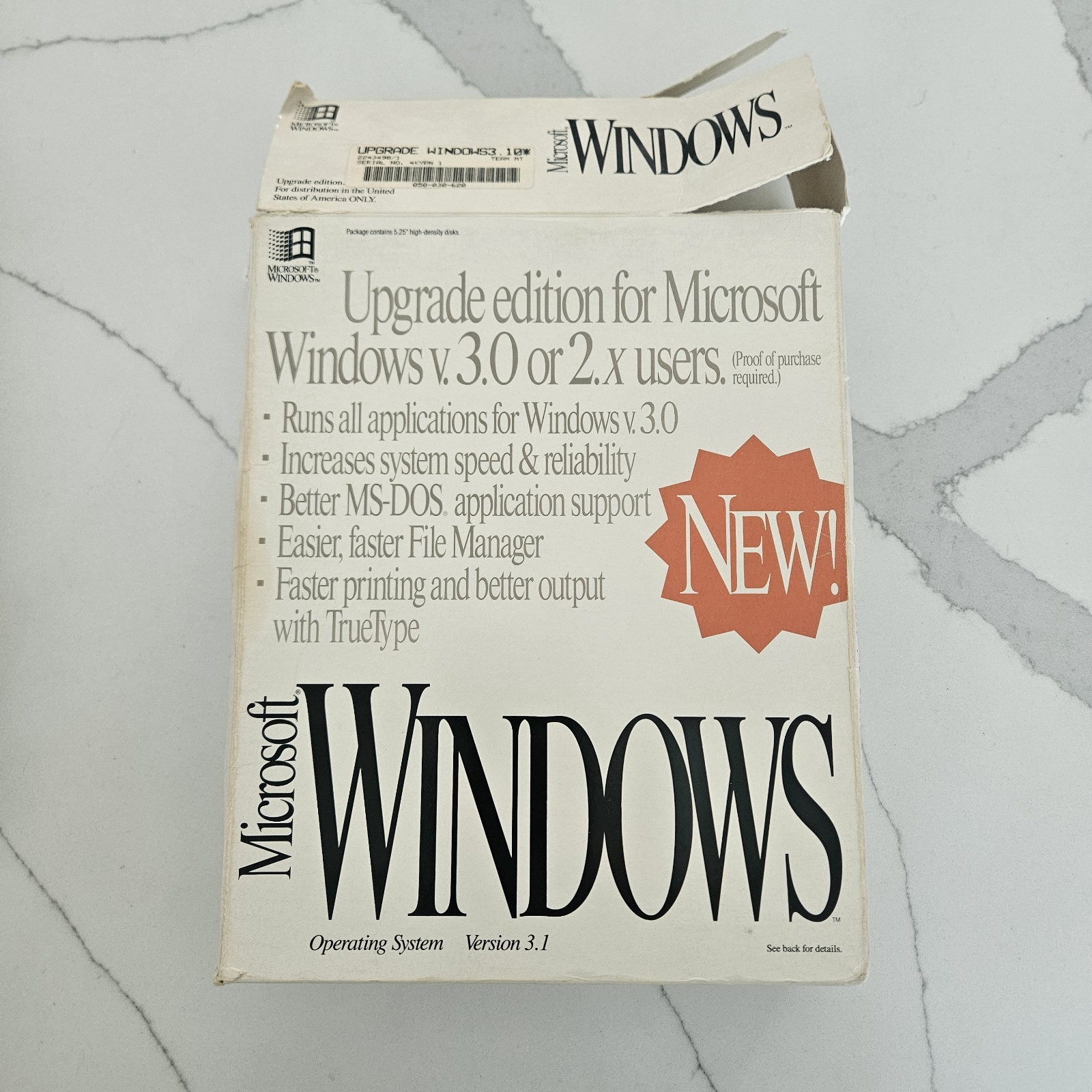 Vintage 1992 MICROSOFT WINDOWS 3.1 Upgrade Edition - 5.25" Floppy Disks Rare