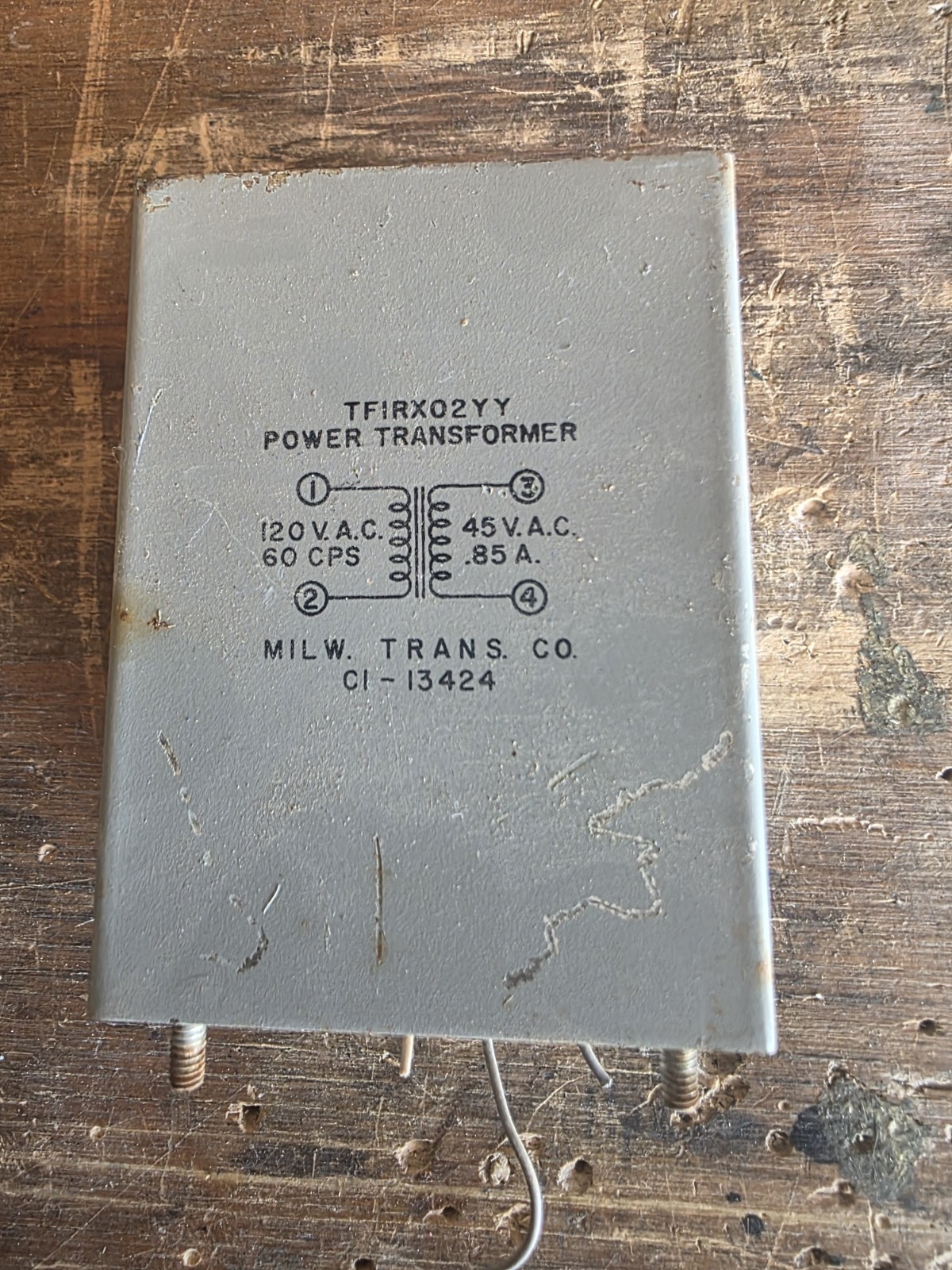 Power Transformer 45 VAC 850ma Milwaukee Trans Co.