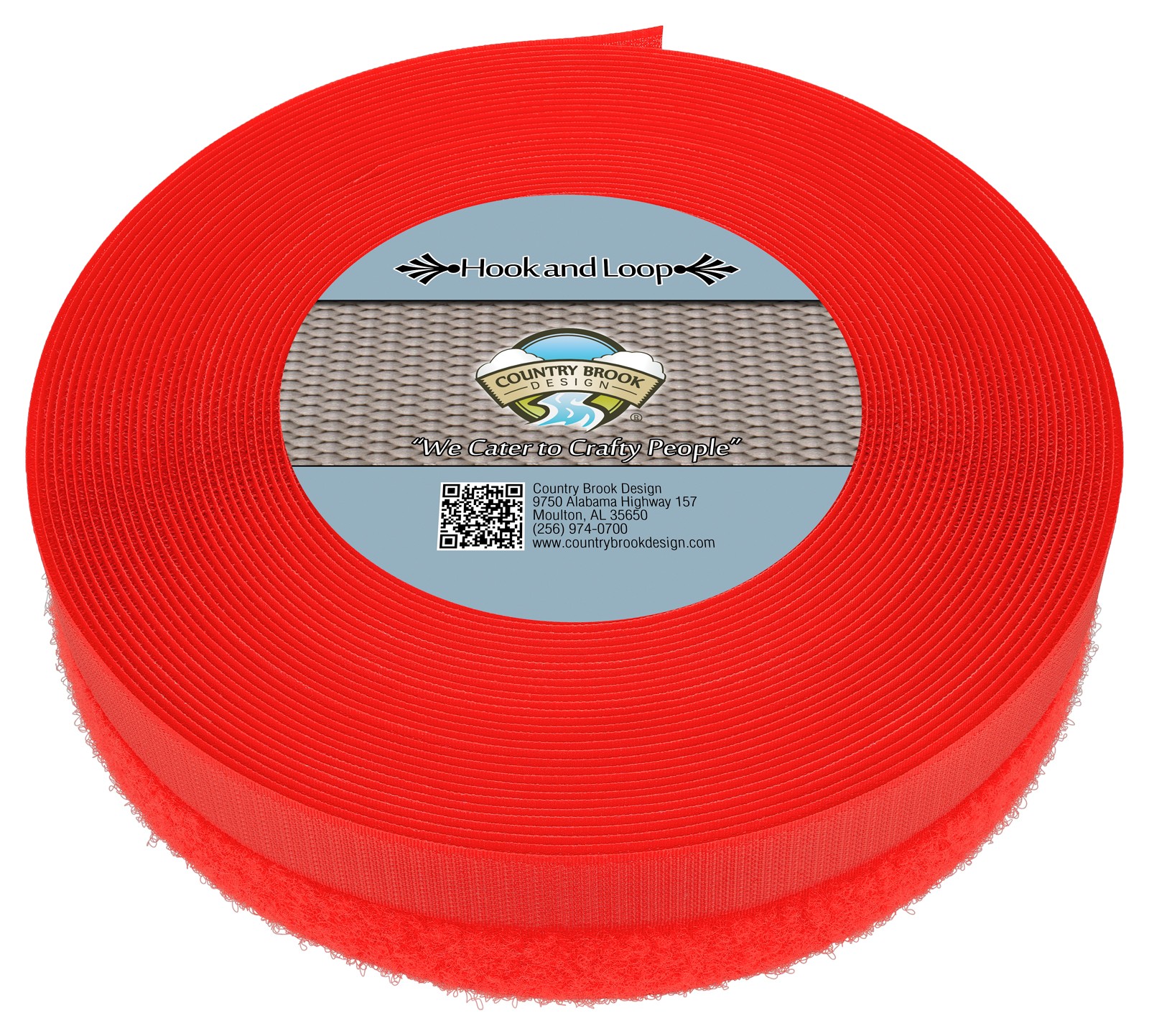 Country Brook Design | Hot Orange Sew On Hook And Loop (1 inch, 10 yards)