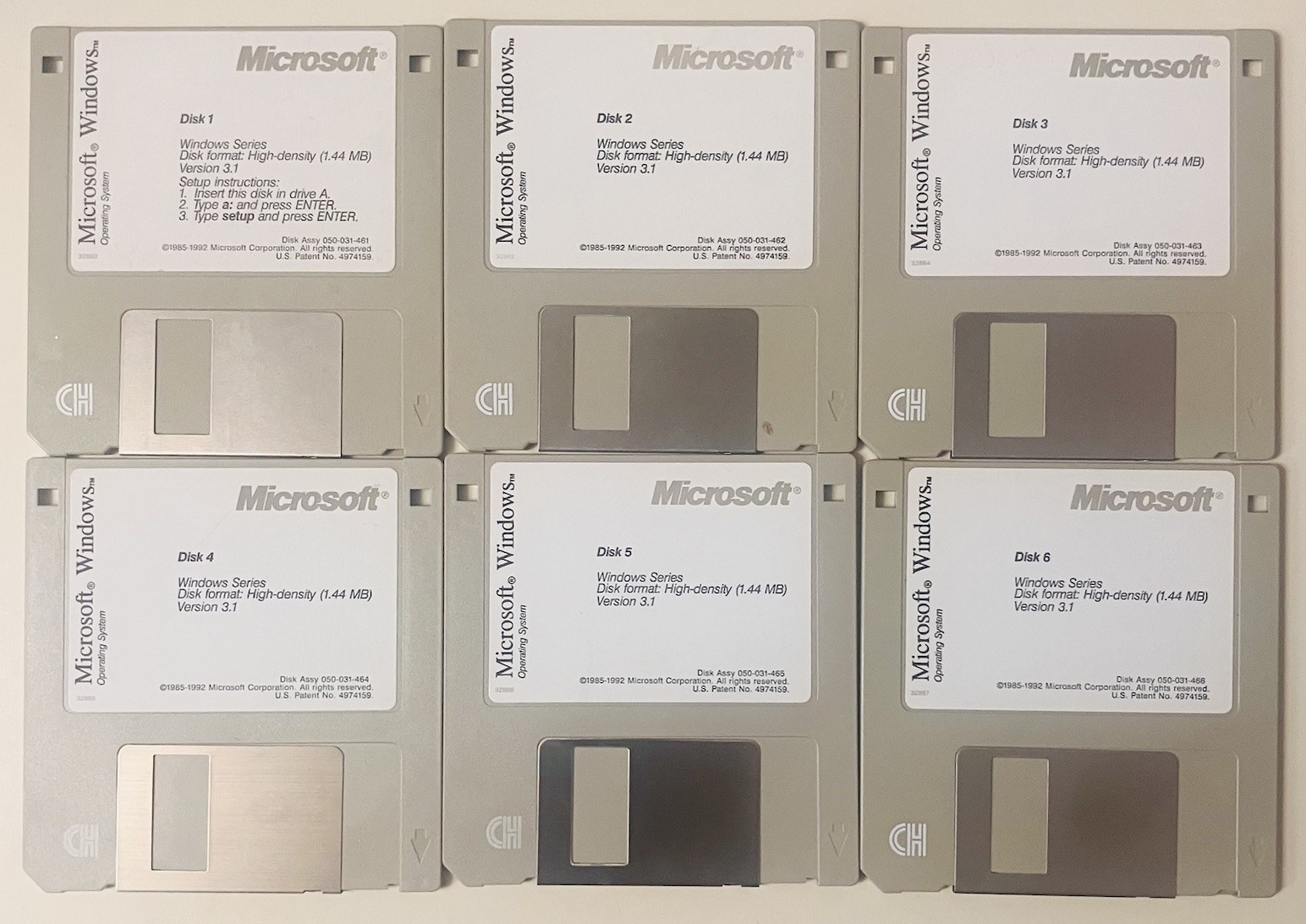 Microsoft Windows 3.1 (1992) Complete 6-Disk Set + User Guide | 3.5” HD Floppies