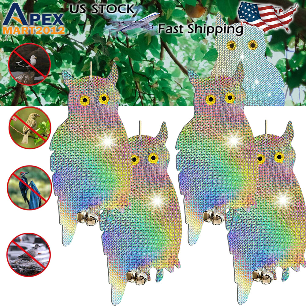 Fake Owl Decoy Scare Garden Hanging Reflective Bird Pigeons Repellent Deterrent