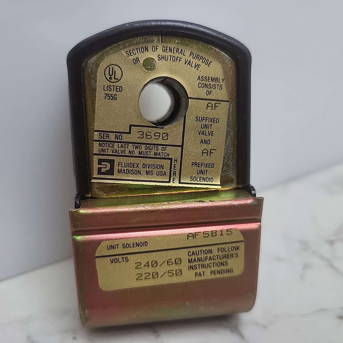 Parker AFSB15 Splice Box Coil 240/220V Unit Solenoid 60/50 Hz 6.9 Watt