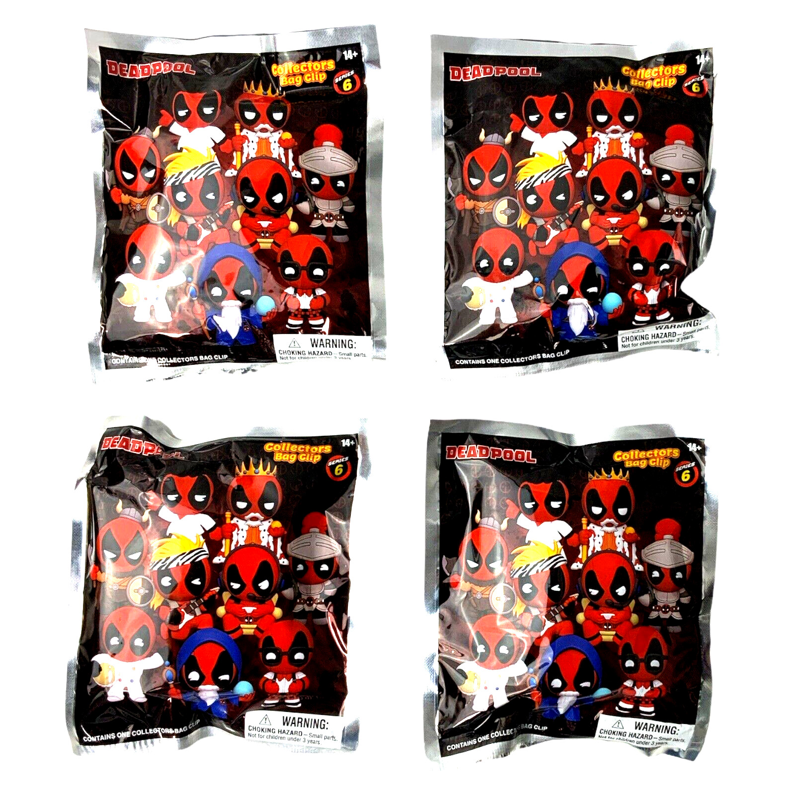 Marvel Deadpool Series 6 3D Foam Blind Bag Clip Lot Of 4 Random Packs NIP