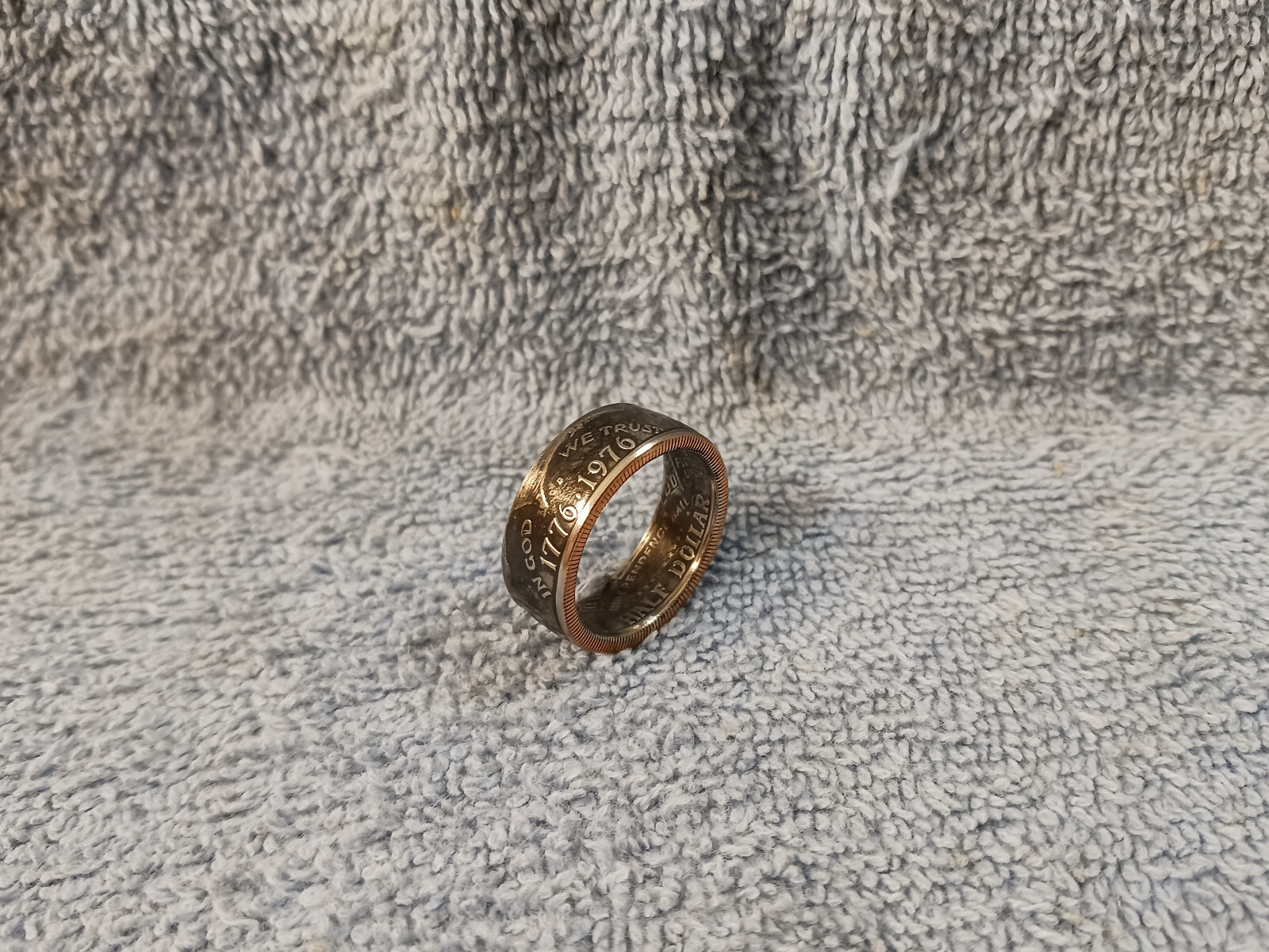 1976 Kennedy Half Dollars  size 11  coin ring  Handmade mixed metals (A)