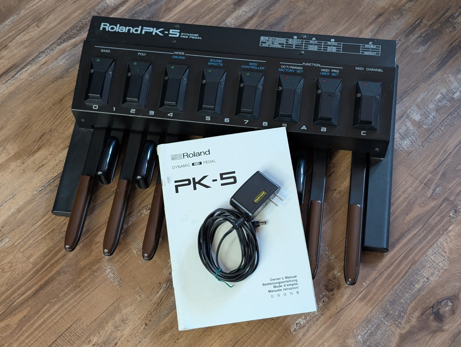 Roland PK-5 Bass Dynamic MIDI Pedal Keyboard Battery Powered Excellent W/Manual