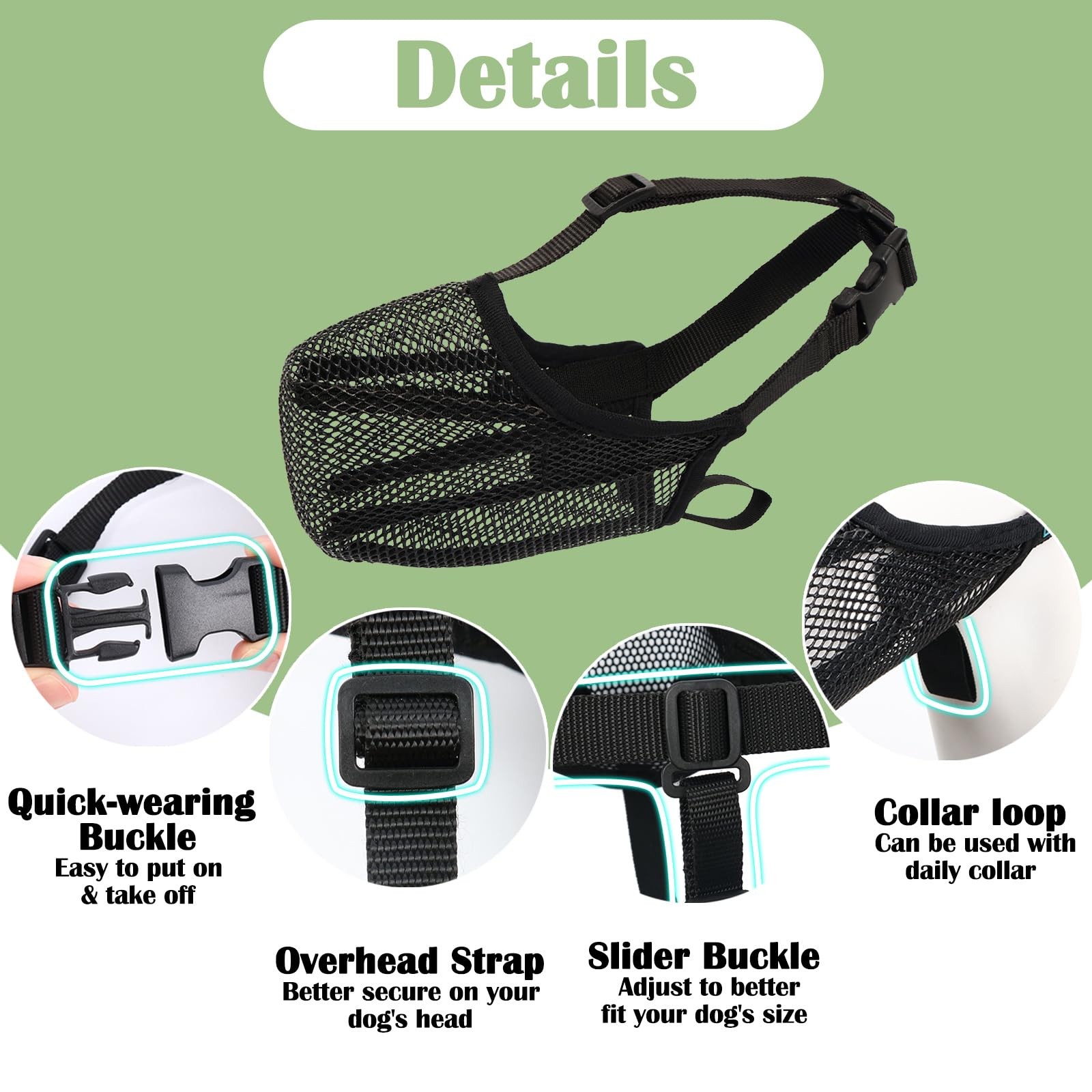 Mayerzon Dog Muzzle, Soft Mesh Muzzle for M [Snout Cir: 9¾"-10¾"], Black