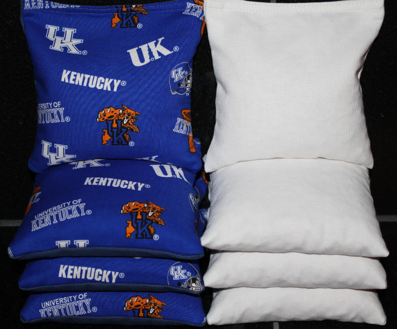8 CORNHOLE BEANBAGS made w UK UNIVERSITY OF KENTUCKY WILDCATS Fabric