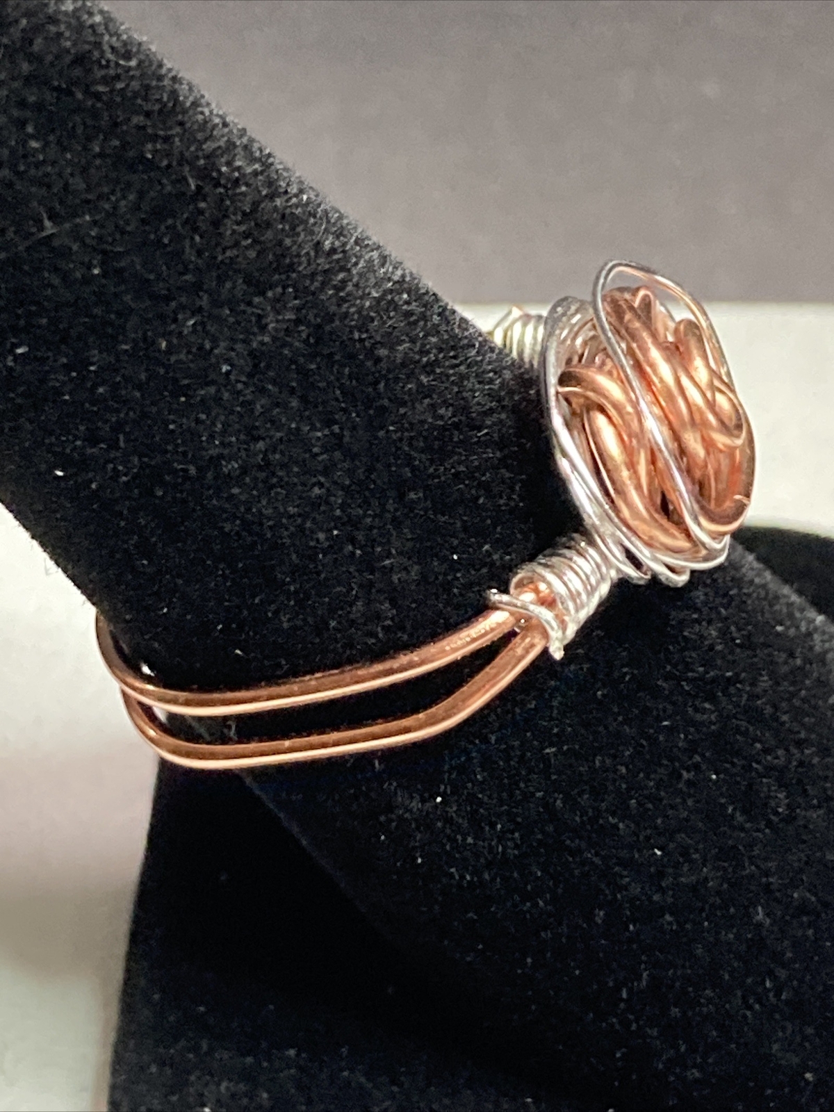 Rose Ring Silver Plated Copper/ Copper Protective Coat Sz 8 Handmade