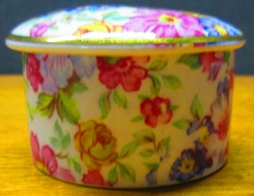 Round Floral Trinket Box, Excellent!